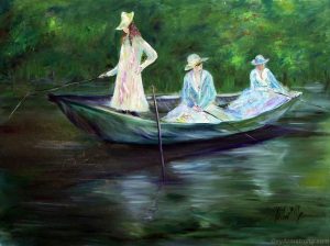 monet reproduction oil painting the boat at giverny