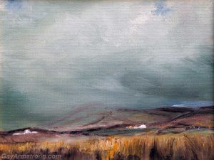 painting of a stormy landscape in Ireland