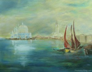 thomas moran reproduction oil painting venice sailboats and church